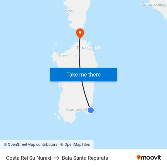 Costa Rei Su Nuraxi to Santa Reparata Bay map