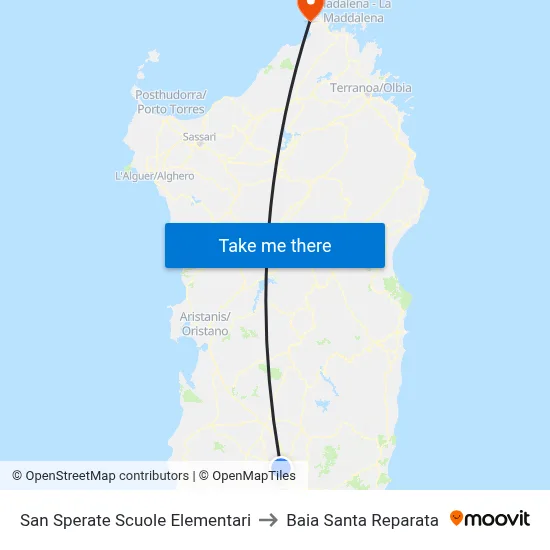 San Sperate Elementary Schools to Santa Reparata Bay map