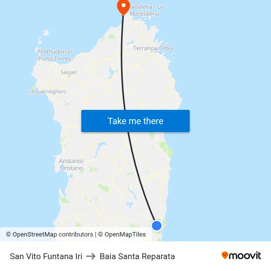 San Vito Funtana Iri to Santa Reparata Bay map