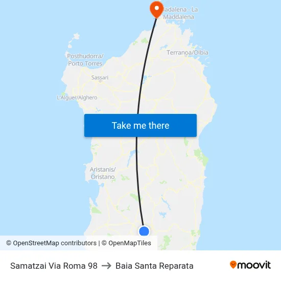 Samatzai Via Roma 98 to Santa Reparata Bay map