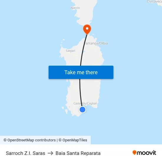 Sarroch Industrial Zone Saras to Santa Reparata Bay map