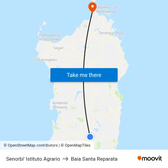 Senorbi Agricultural Institute to Santa Reparata Bay map