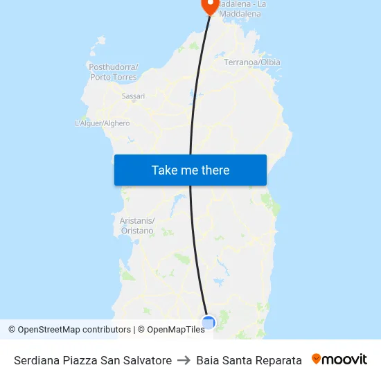 Serdiana San Salvatore Square to Santa Reparata Bay map