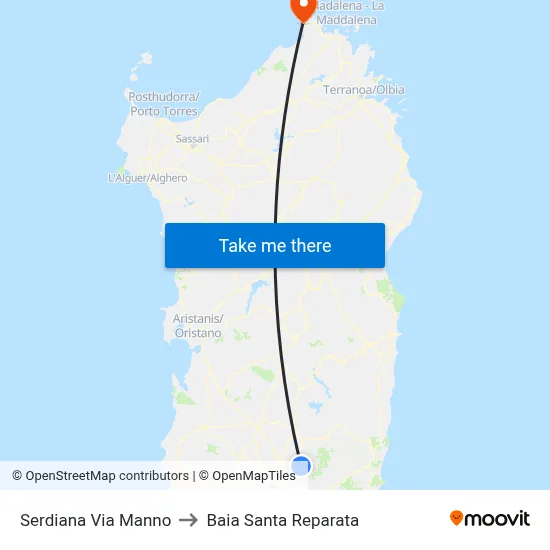 Serdiana Via Manno to Santa Reparata Bay map