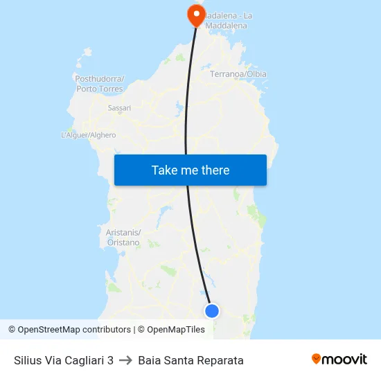 Silius via Cagliari 3 to Santa Reparata Bay map