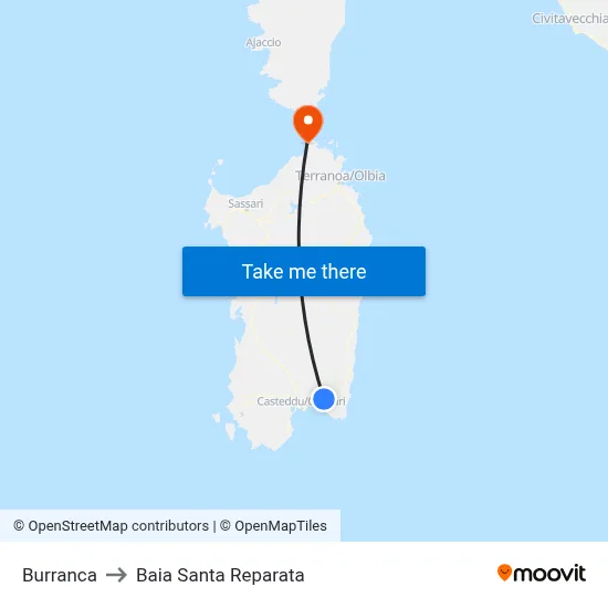 Burranca to Santa Reparata Bay map
