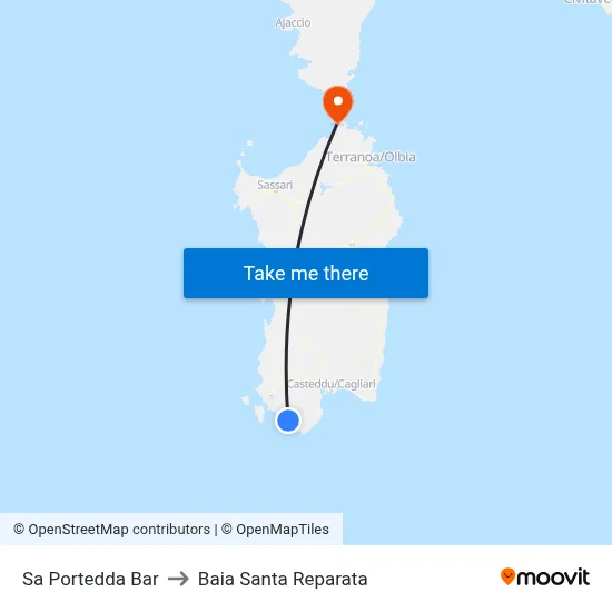 Sa Portedda Bar to Santa Reparata Bay map