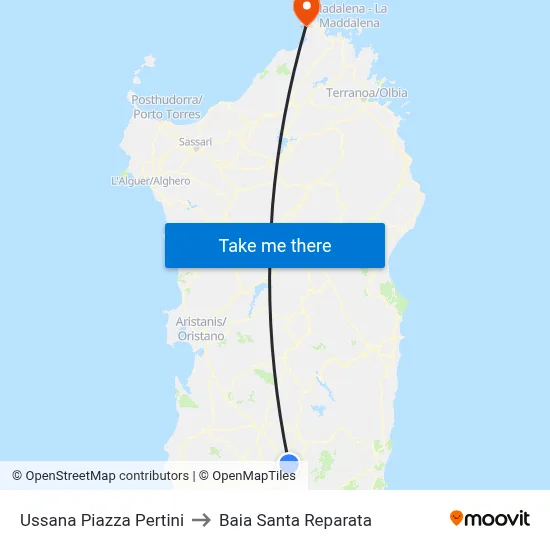 Ussana Pertini Square to Santa Reparata Bay map