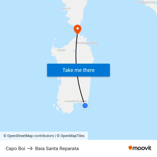 Capo Boi to Santa Reparata Bay map