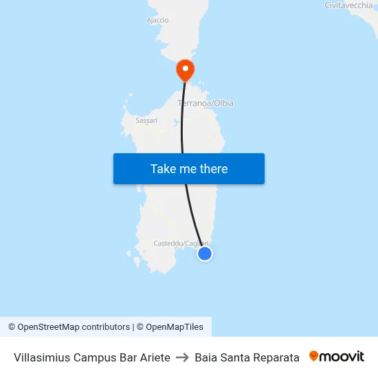 Villasimius Campus Ariete Bar to Santa Reparata Bay map