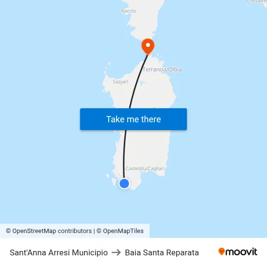 Sant'Anna Arresi Town Hall to Santa Reparata Bay map
