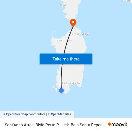Sant'Anna Arresi Porto Pino Junction to Santa Reparata Bay map