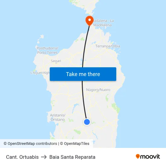 Ortuabis Quarry to Santa Reparata Bay map