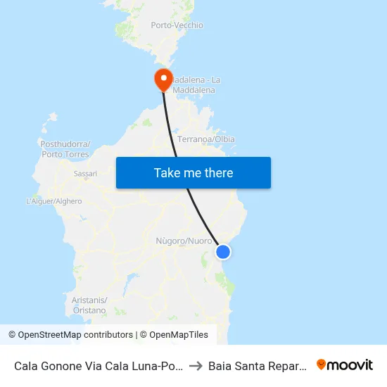 Cala Gonone Via Cala Luna-Post Office to Santa Reparata Bay map