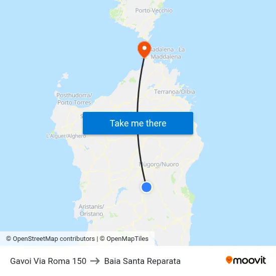 Gavoi Via Roma 150 to Santa Reparata Bay map