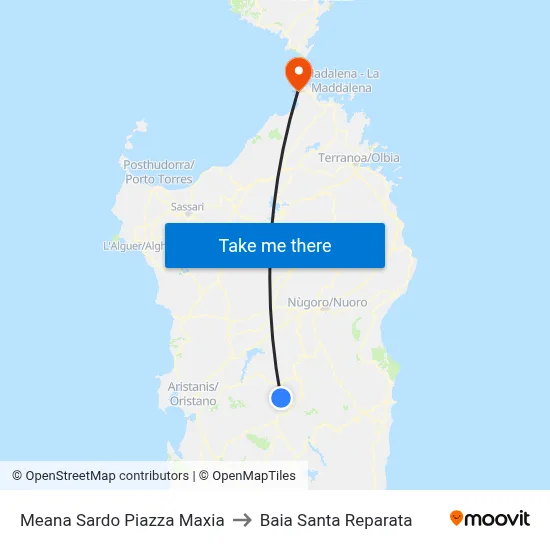 Meana Sardo Maxia Square to Santa Reparata Bay map
