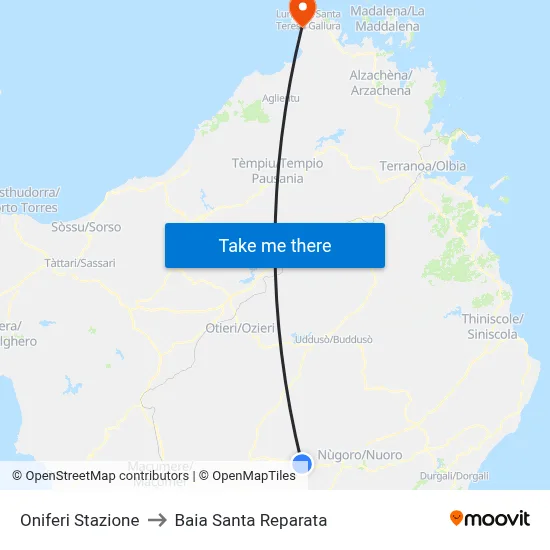 Oniferi Station to Santa Reparata Bay map