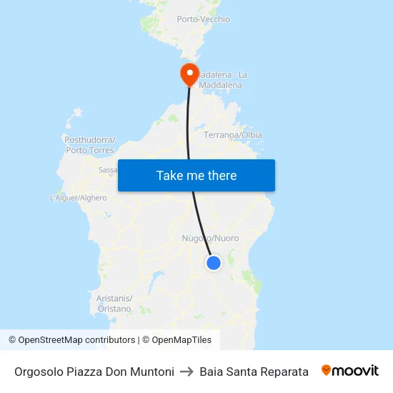 Orgosolo Piazza Don Muntoni to Baia Santa Reparata map