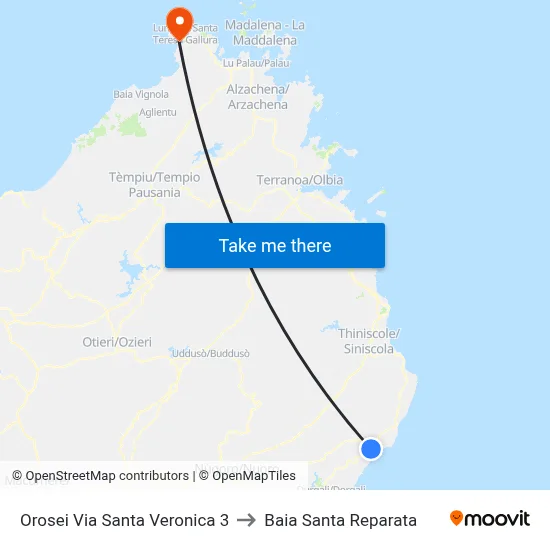 Orosei Via Santa Veronica 3 to Santa Reparata Bay map