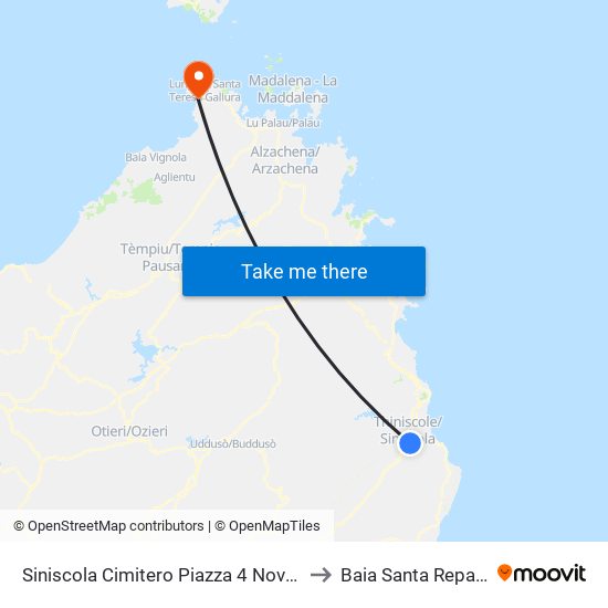 Siniscola Cimitero Piazza 4 Novembre to Baia Santa Reparata map