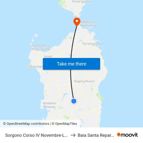 Sorgono Corso IV November-High School to Santa Reparata Bay map