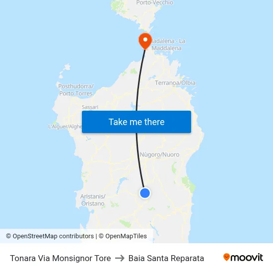 Tonara Via Monsignor Tore to Santa Reparata Bay map