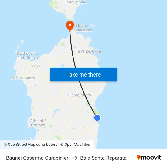 Baunei Carabinieri Station to Santa Reparata Bay map