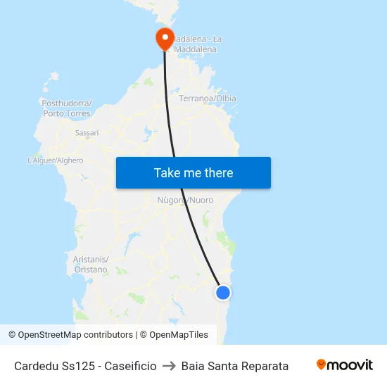 Cardedu SS125 - Dairy to Santa Reparata Bay map