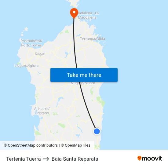 Tertenia Tuerra to Santa Reparata Bay map