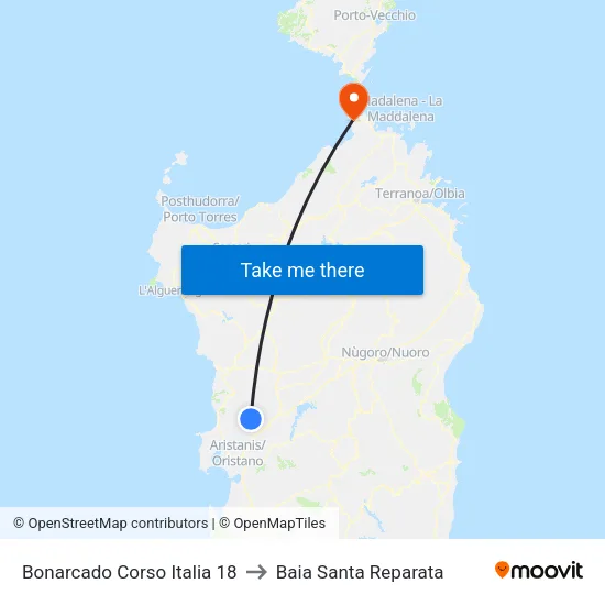 Bonarcado Corso Italia 18 to Baia Santa Reparata map