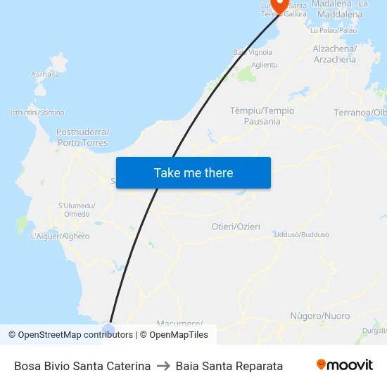 Bosa Santa Caterina Junction to Santa Reparata Bay map