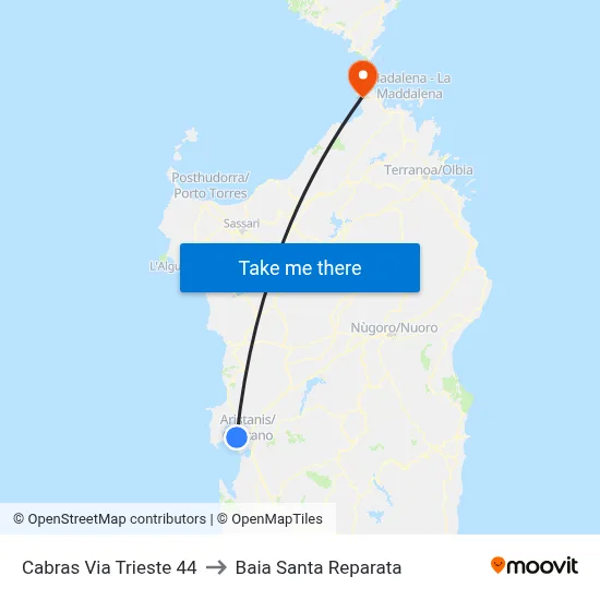 Cabras Trieste Street 44 to Santa Reparata Bay map