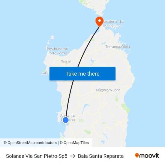 Solanas San Pietro Street-Sp5 to Santa Reparata Bay map