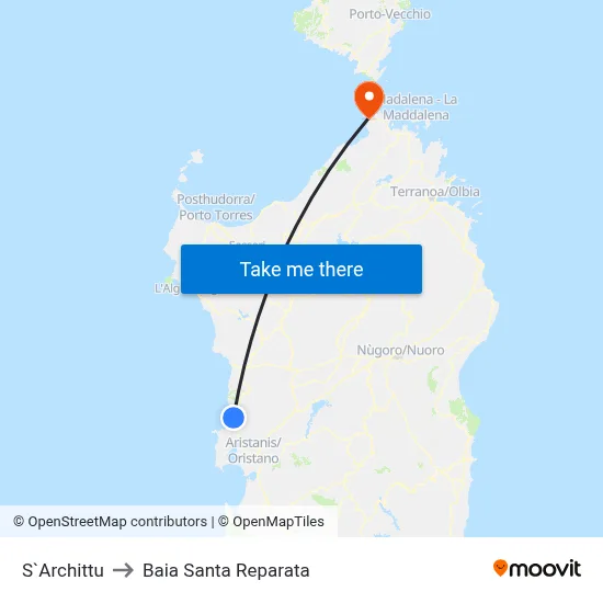 S'Archittu to Santa Reparata Bay map