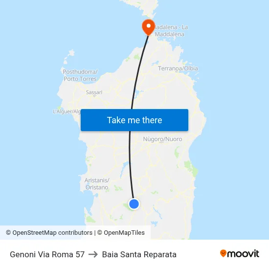 Genoni Via Roma 57 to Santa Reparata Bay map