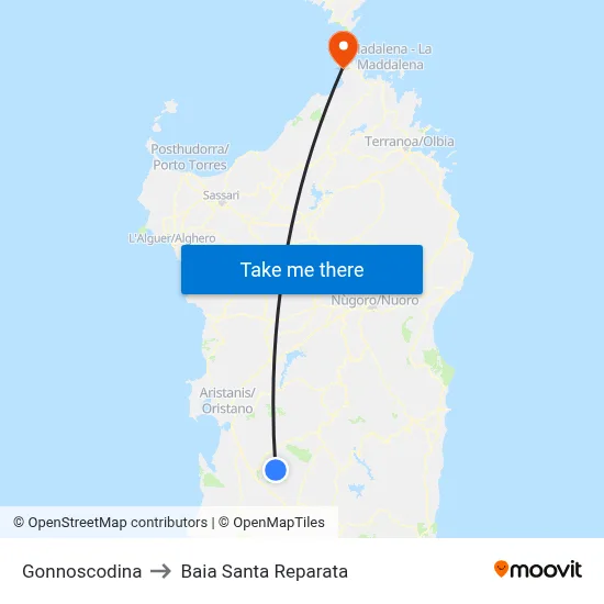 Gonnoscodina to Santa Reparata Bay map