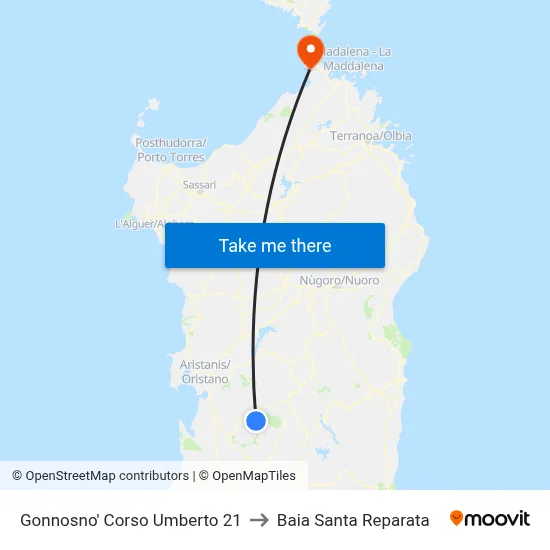 Gonnosno Corso Umberto 21 to Santa Reparata Bay map