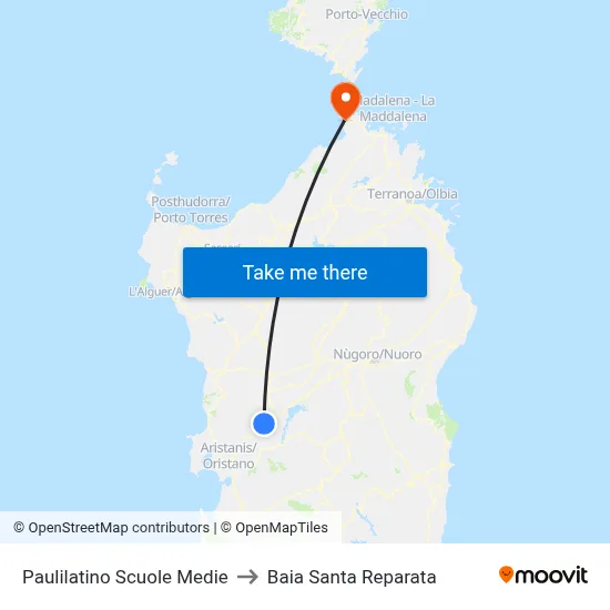 Paulilatino Middle School to Santa Reparata Bay map