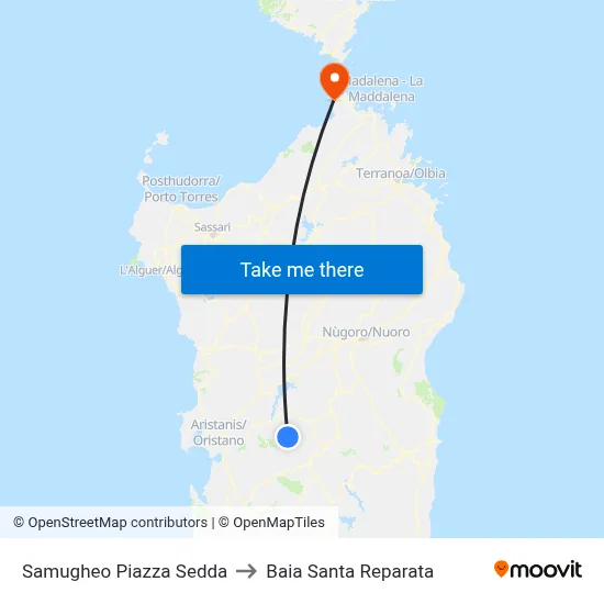 Samugheo Piazza Sedda to Santa Reparata Bay map