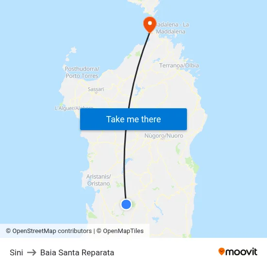 Sini to Santa Reparata Bay map