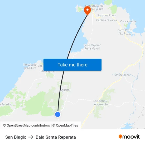Saint Blaise to Santa Reparata Bay map