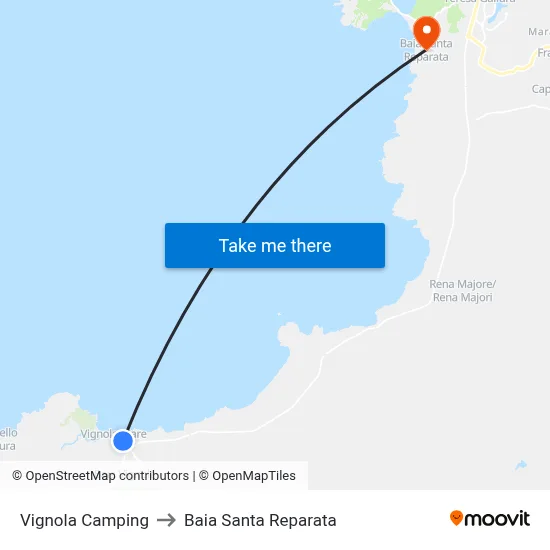 Vignola Camping to Santa Reparata Bay map