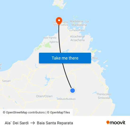 Ala dei Sardi to Santa Reparata Bay map