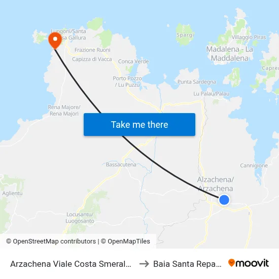 Arzachena Costa Smeralda Avenue 10 to Santa Reparata Bay map