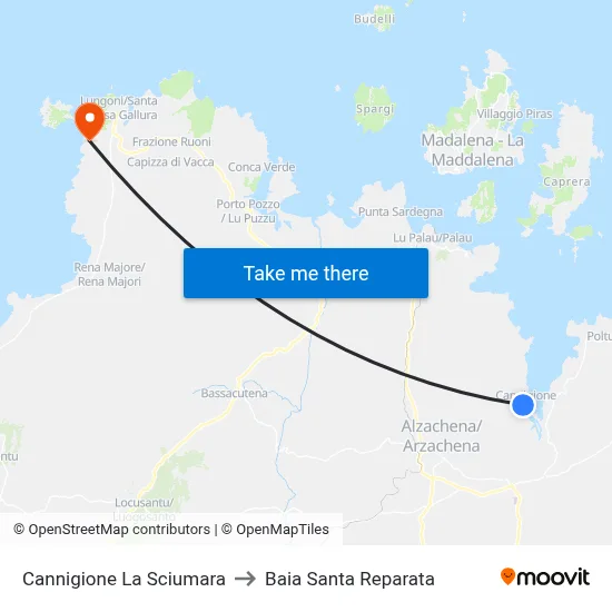 Cannigione La Sciumara to Santa Reparata Bay map