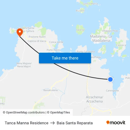 Tanca Manna Residence to Santa Reparata Bay map