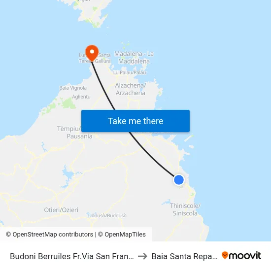 Budoni Berruiles Near San Francesco Street to Santa Reparata Bay map