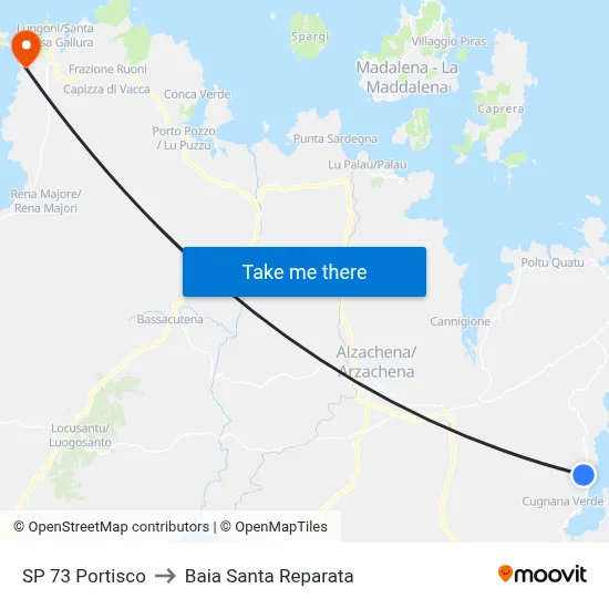 Provincial Road 73 Portisco to Santa Reparata Bay map