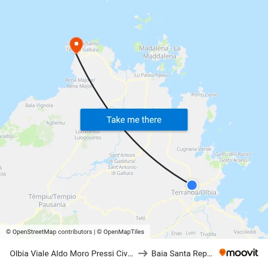Olbia Aldo Moro Avenue Near No. 348 to Santa Reparata Bay map