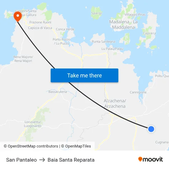 San Pantaleo to Santa Reparata Bay map